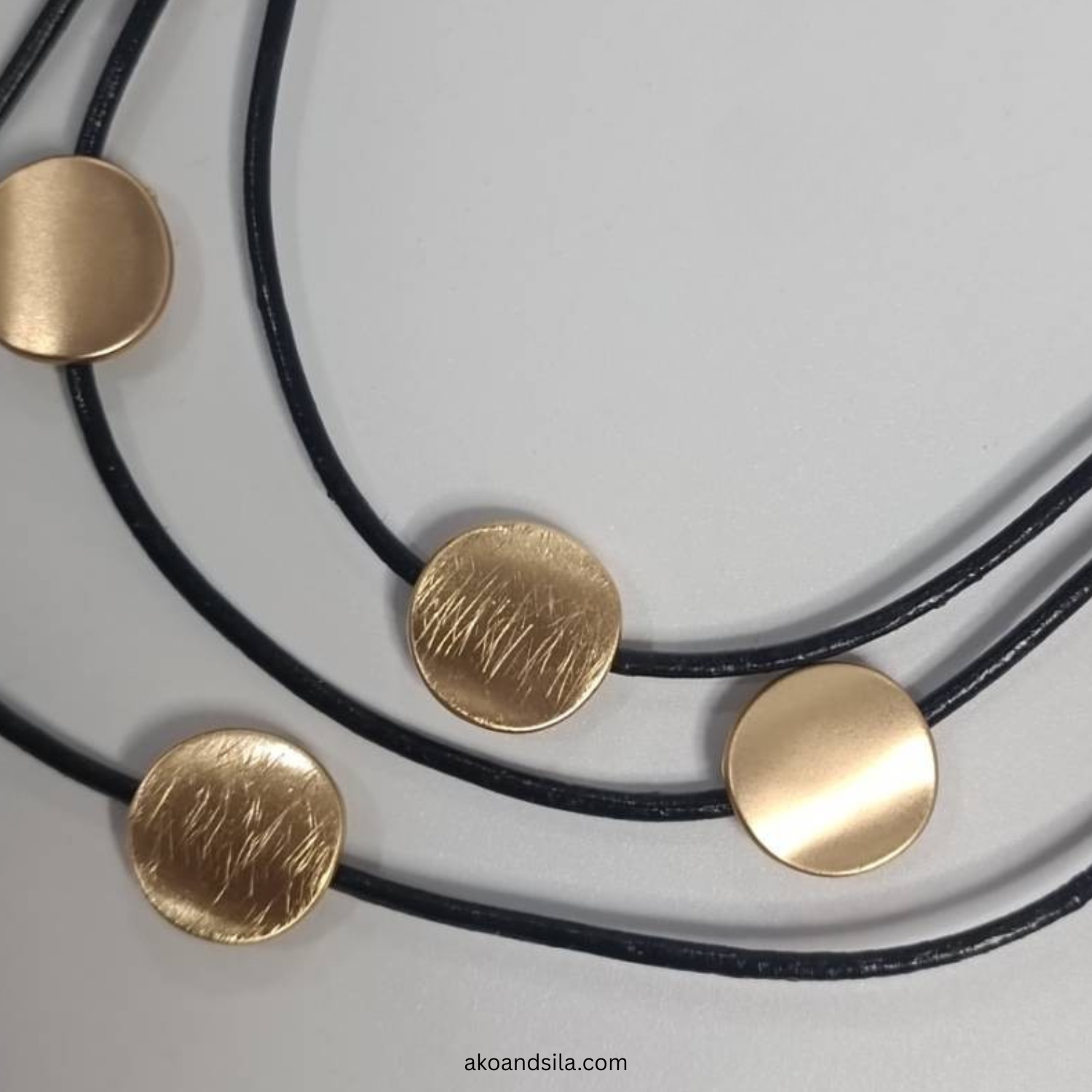 Golden Disc Multi Strand Cord Necklace - Image 3