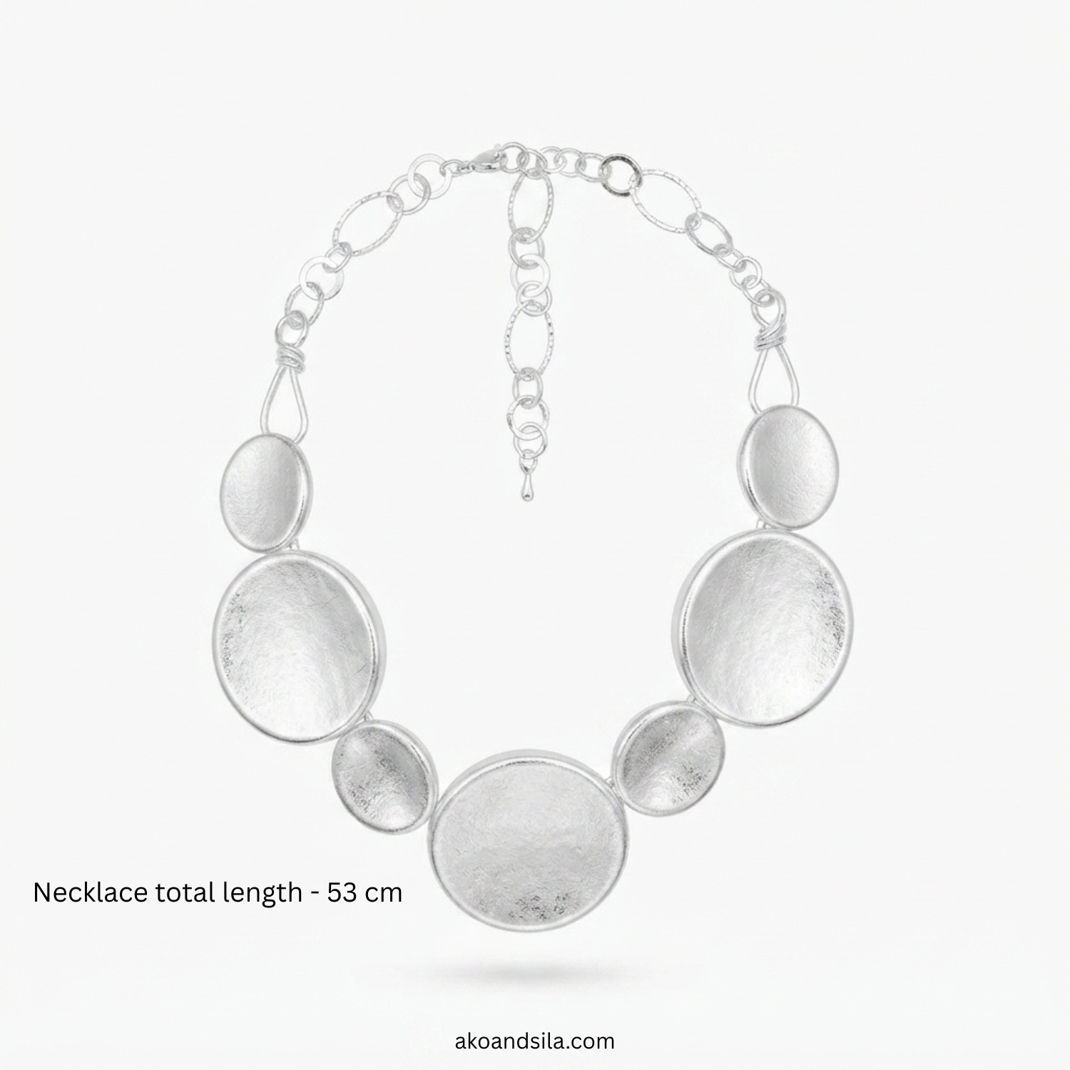 Silver Disc Collar Necklace - Image 3