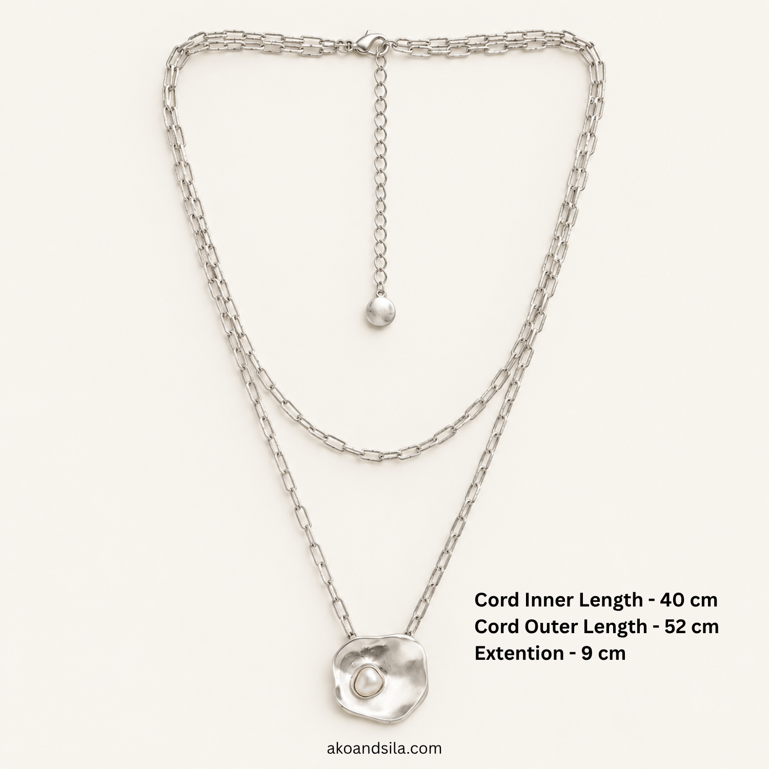 Silver Disc Pendant Necklace - Image 2