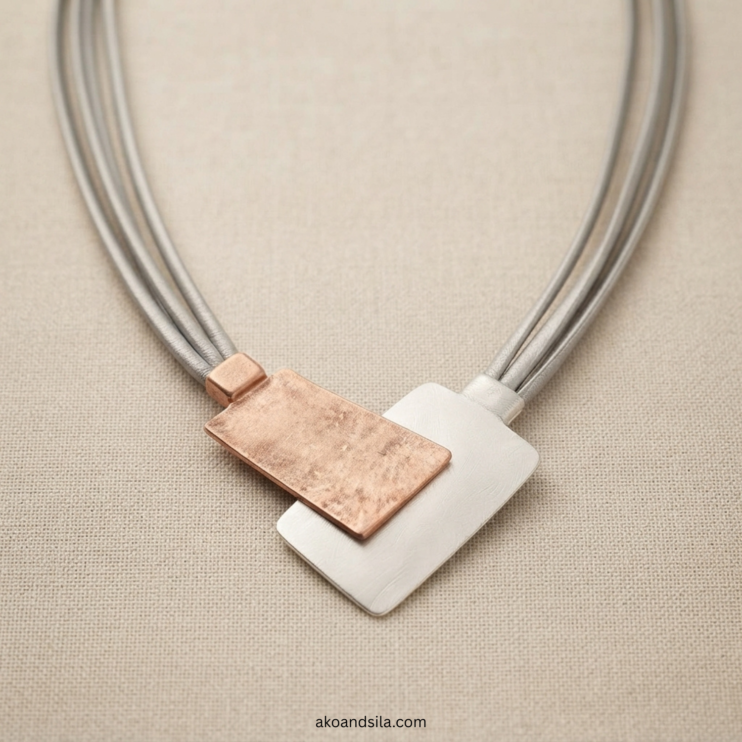 Rose Golden Silver Bar Necklace - Image 3