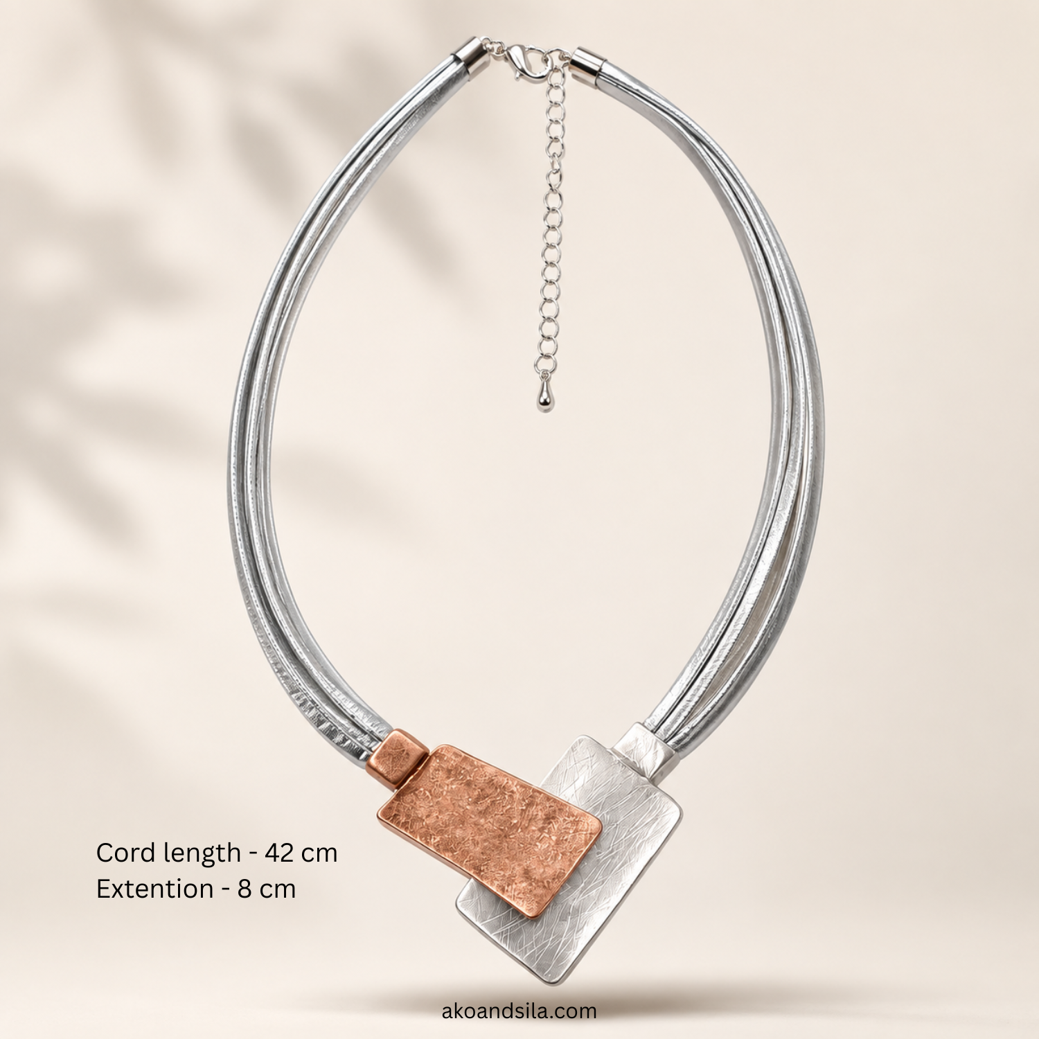 Rose Golden Silver Bar Necklace - Image 4