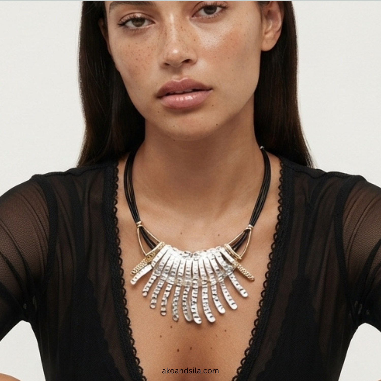 Golden Ivory Fringe Cord Necklace - Image 6