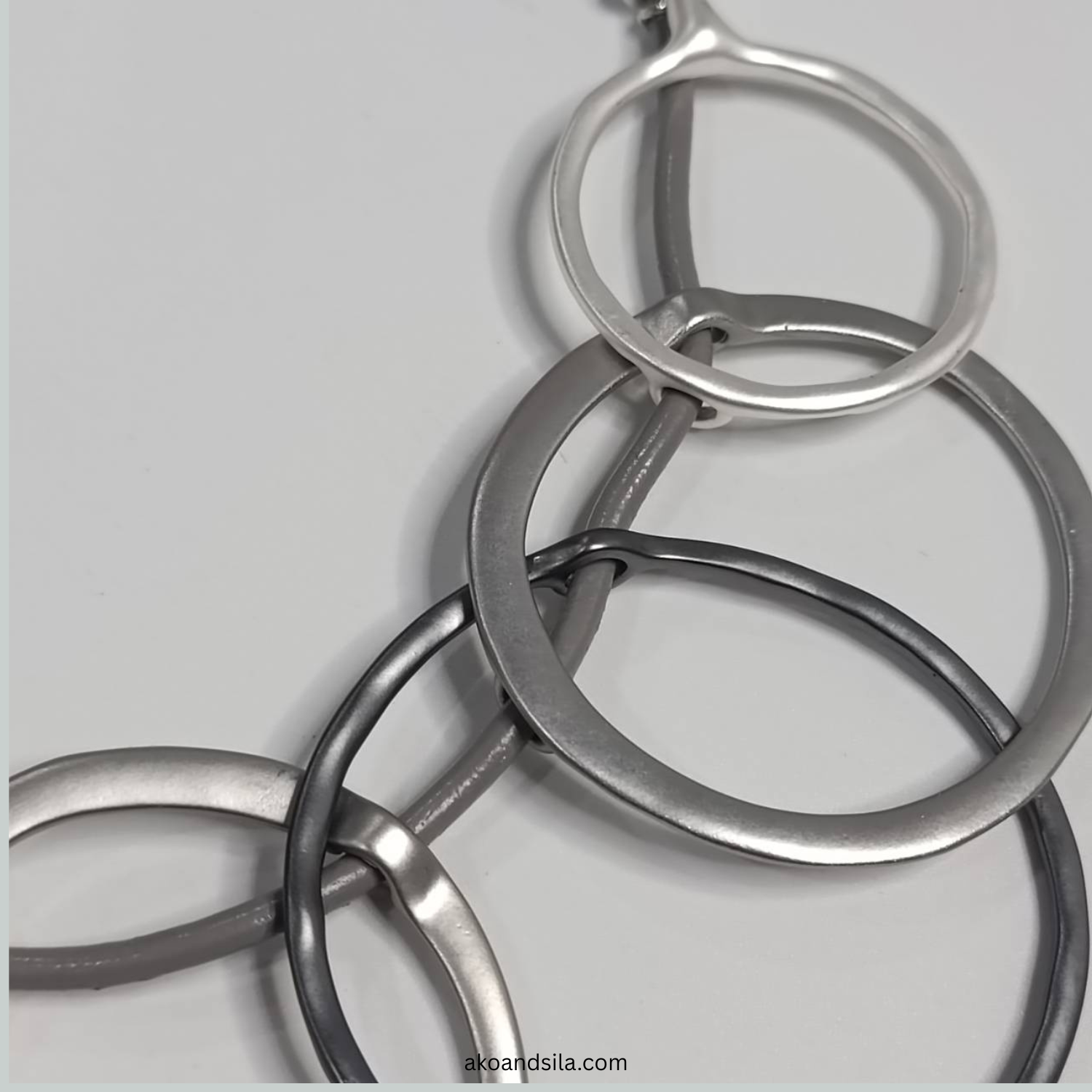 Silver Mixed Ring Cord Necklace - Image 3