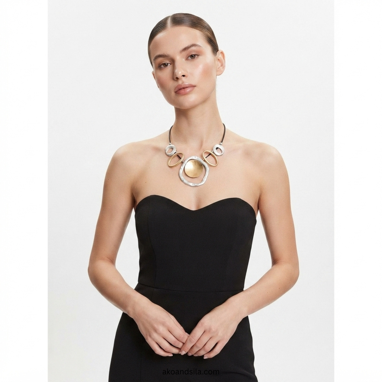 Interlocking Ring Statement Necklace - Image 2