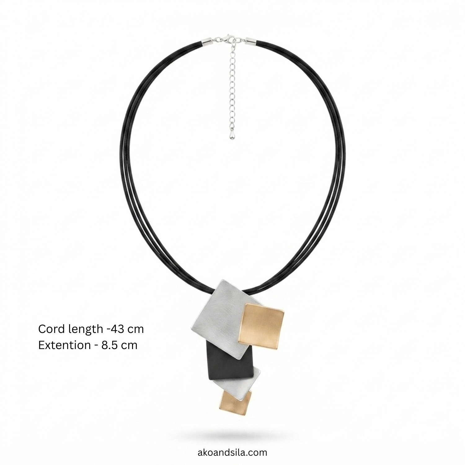 Mixed Metal Square Cascade Necklace - Image 3