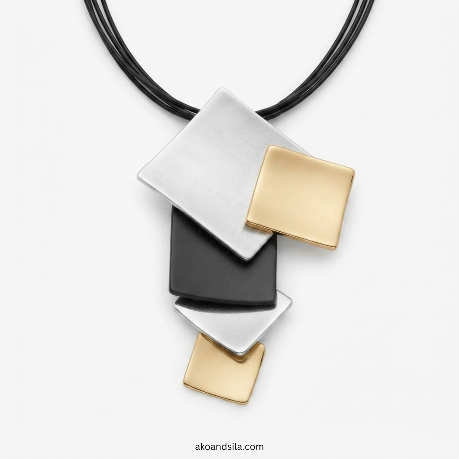Mixed Metal Square Cascade Necklace - Image 5