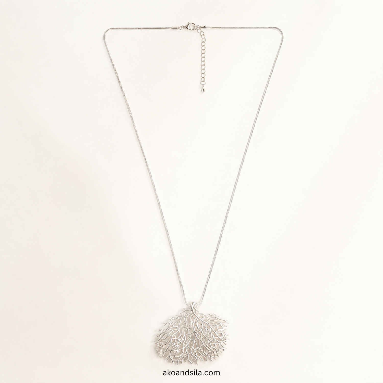 Silver Coral Branch Necklace - Image 4