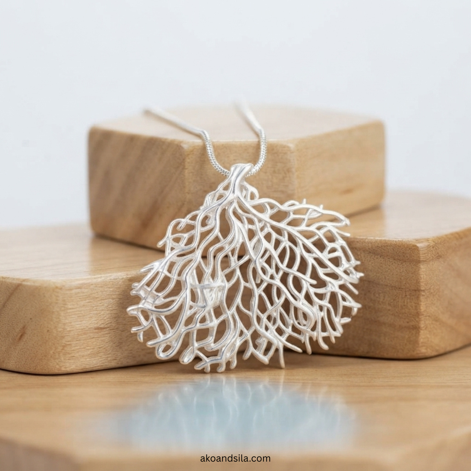 Silver Coral Branch Necklace - Image 3