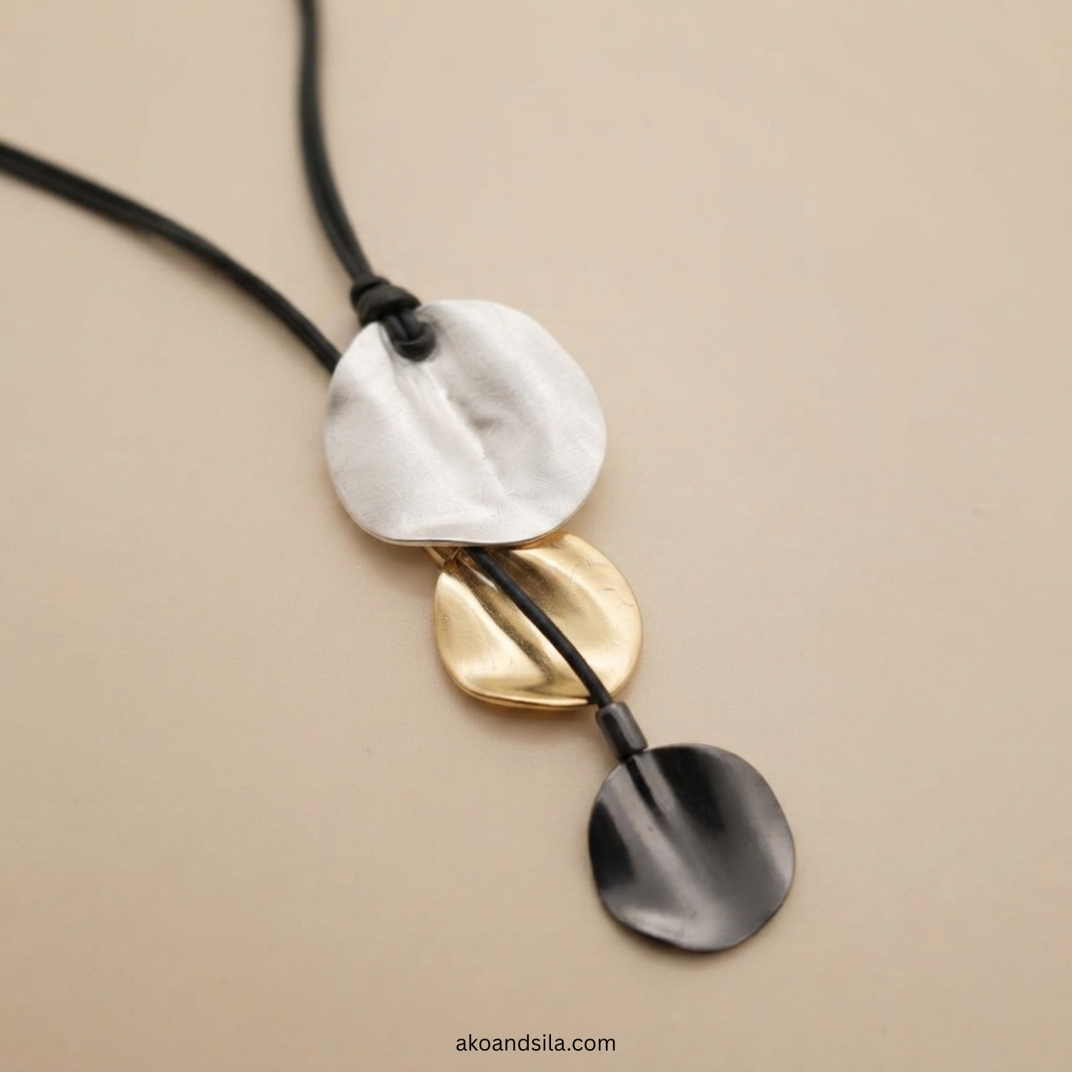 Mixed Metal Pebble Necklace - Image 3