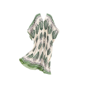 White Green Floral Motif Free Size Shirt