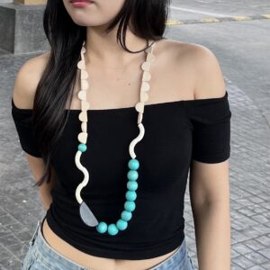 Ivory Wave Wood Necklace