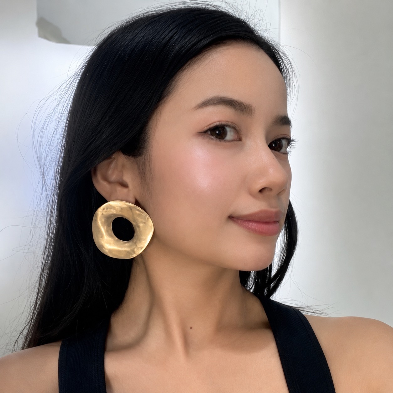 Golden Donut Stud Earrings - Image 2