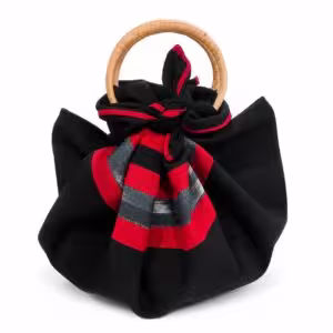 Crimson Noir Handwoven Mudmee Bamboo Knot Bag