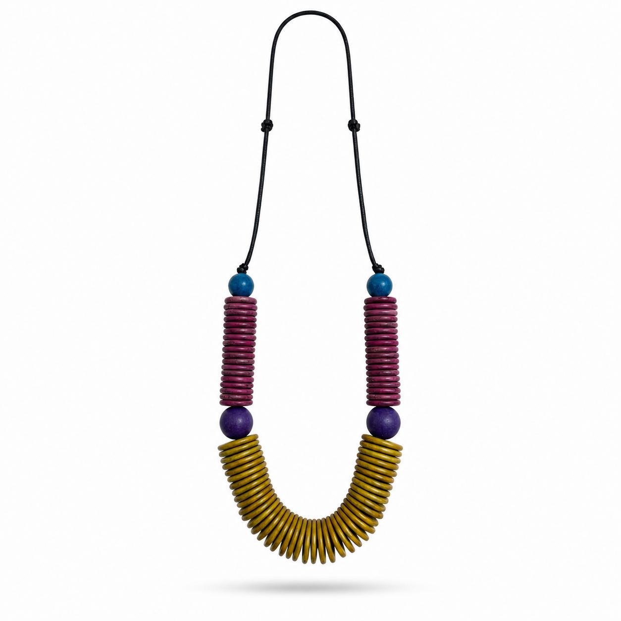 Pink Mustard Disc Necklace - Image 5