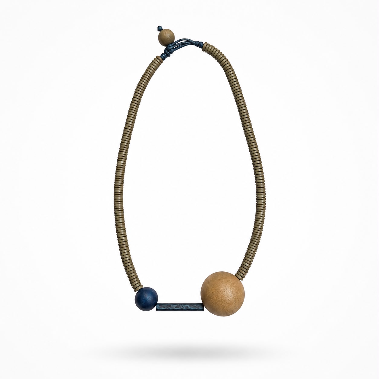 Yellow Bead Bar Wood Necklace - Image 5