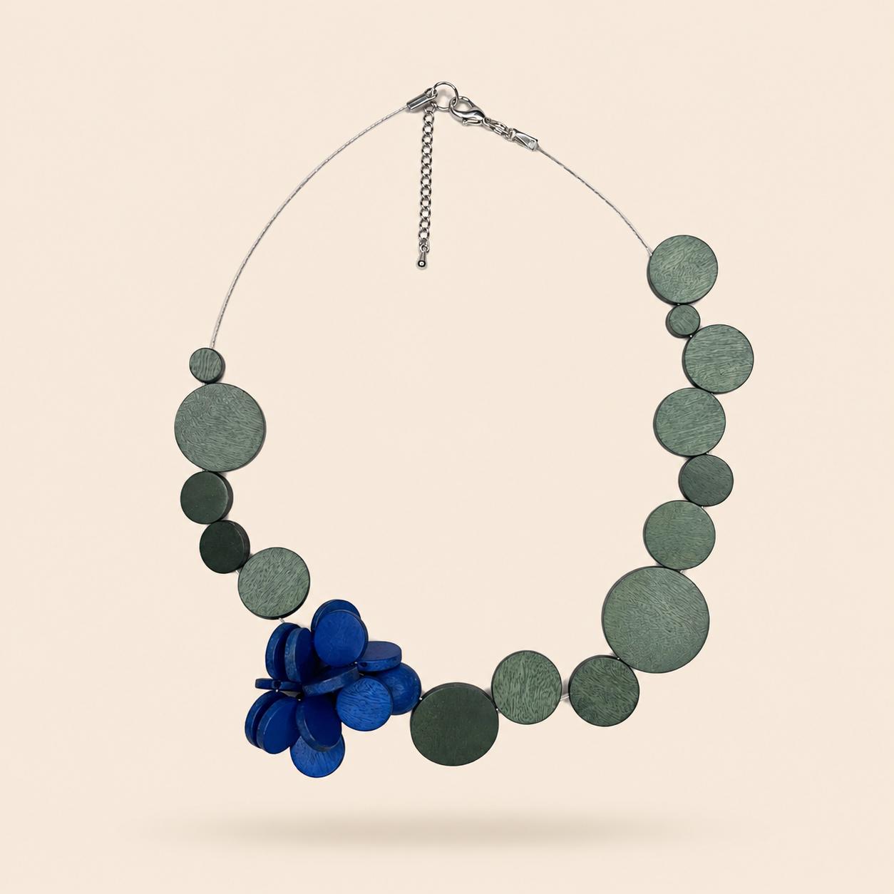 Sage Blue Floral Dis Bib Necklace - Image 5