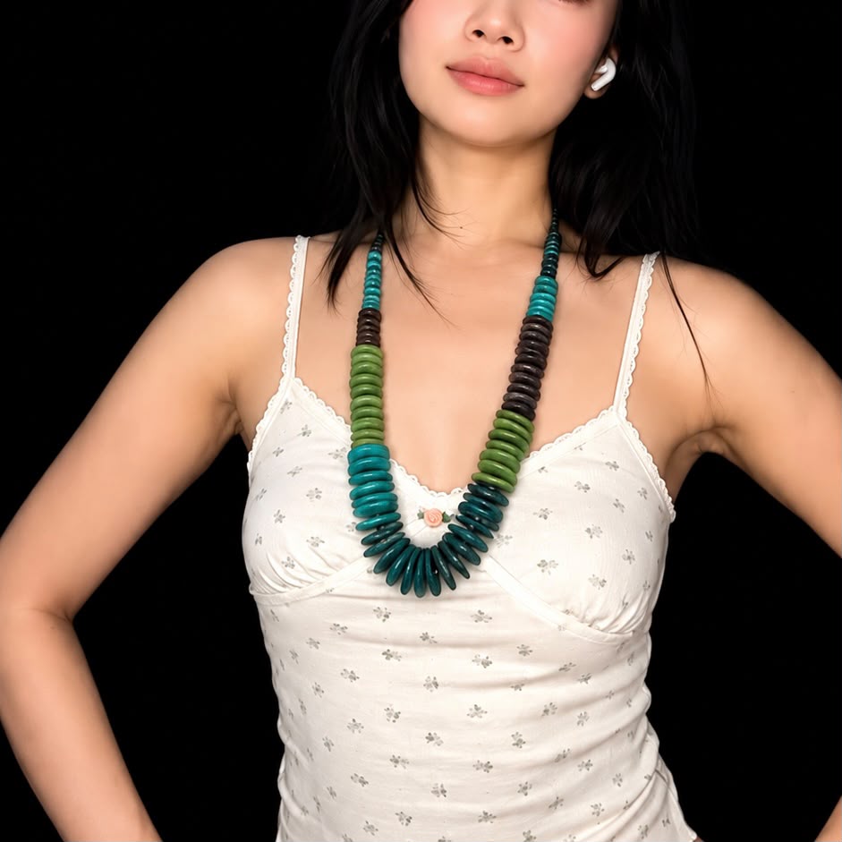 Blue Green Disc Necklace - Image 4