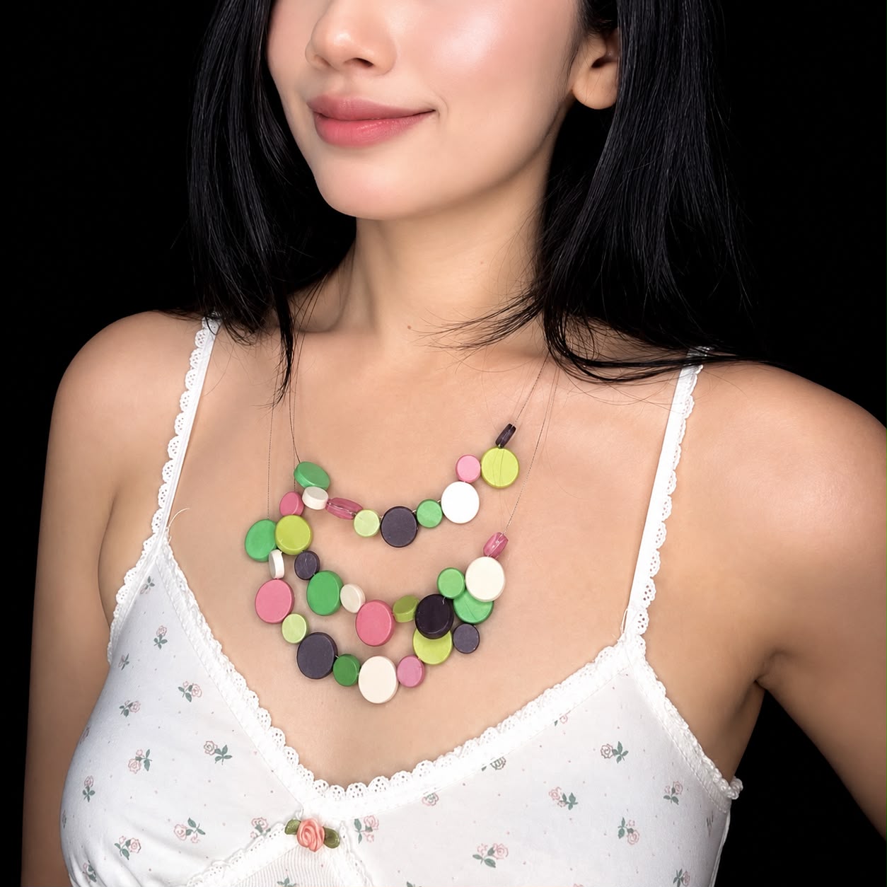 Pastel Disc Bib Necklace - Image 6