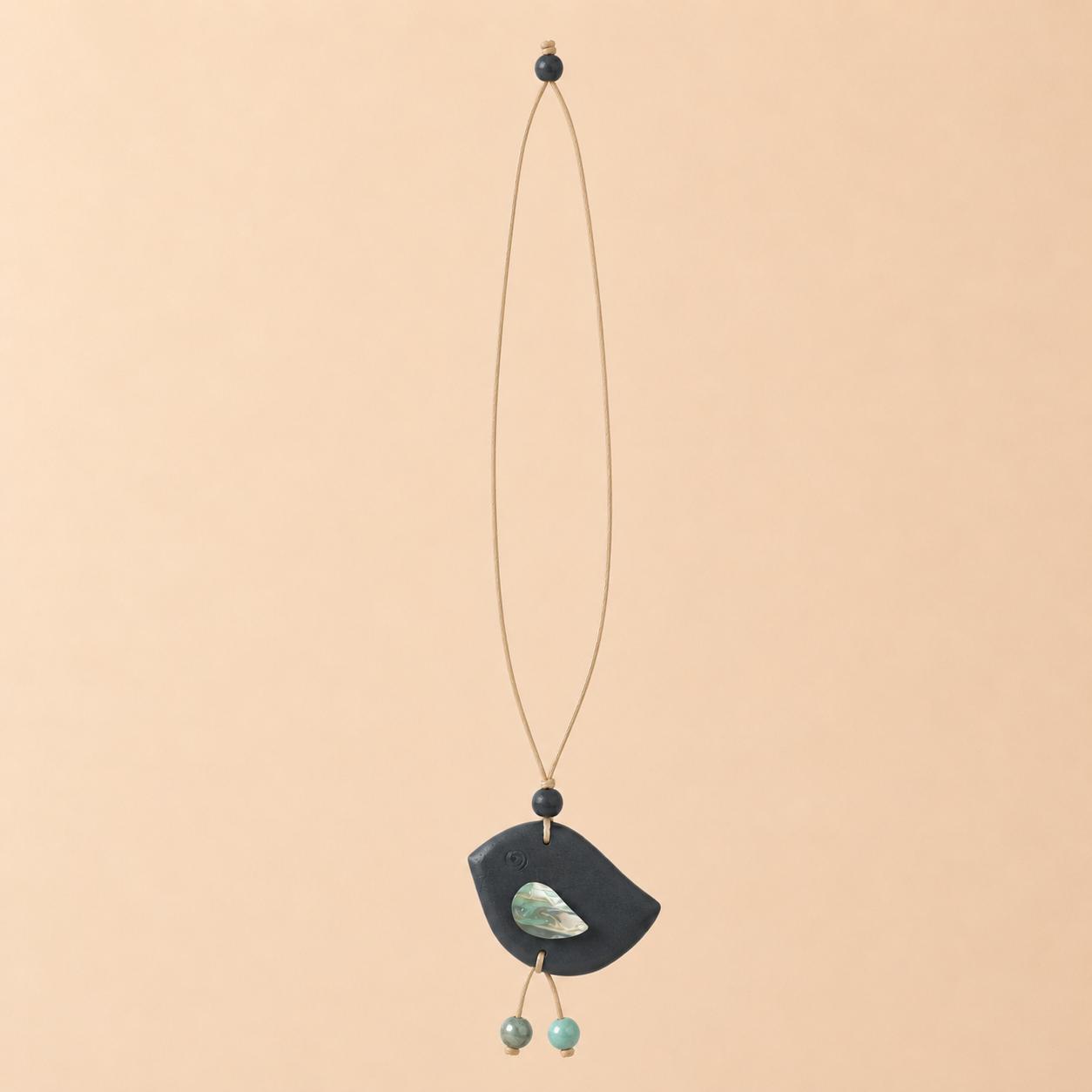 Deep Grey Bird Wood Necklace - Image 5