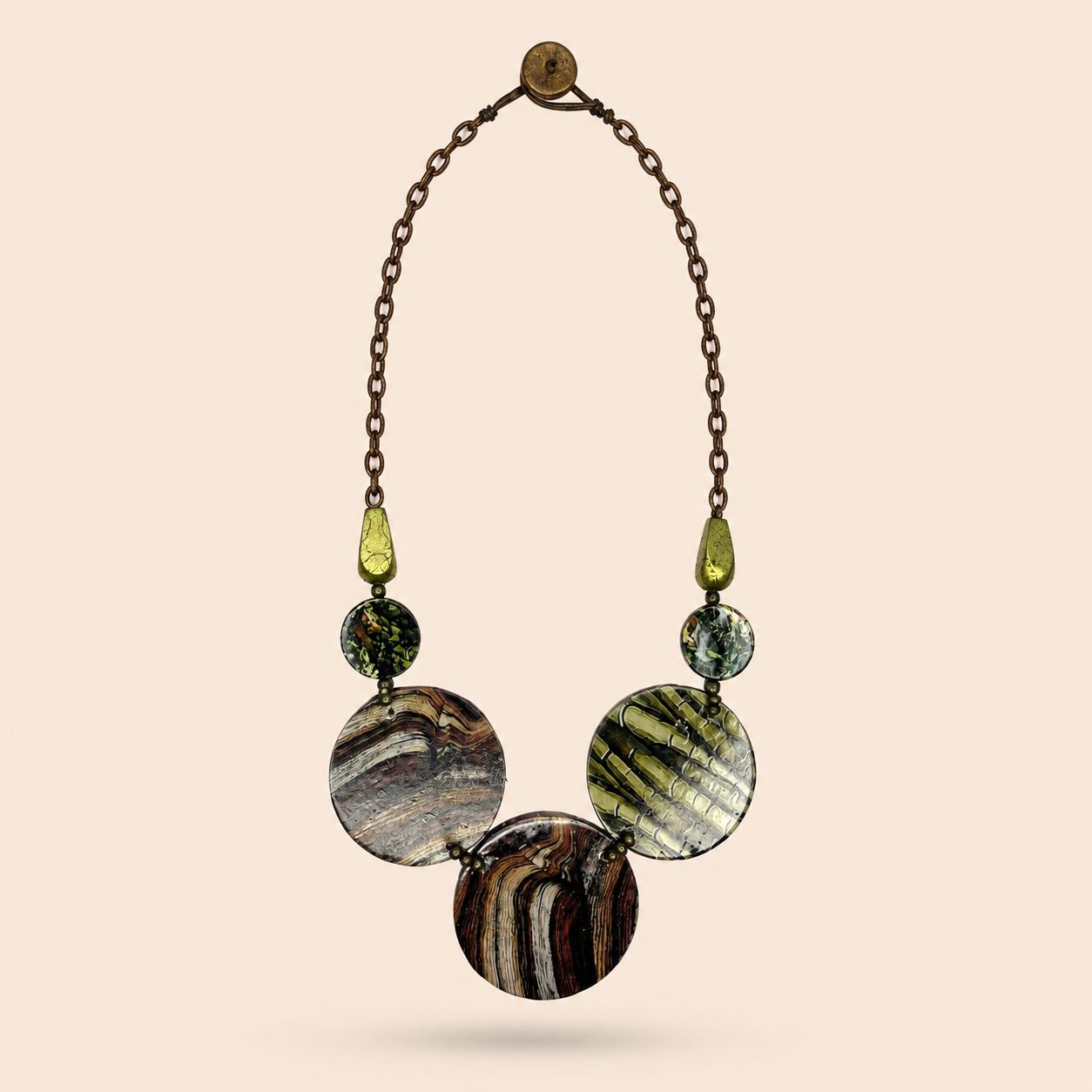 Earth Tone Disc Wood Necklace - Image 4