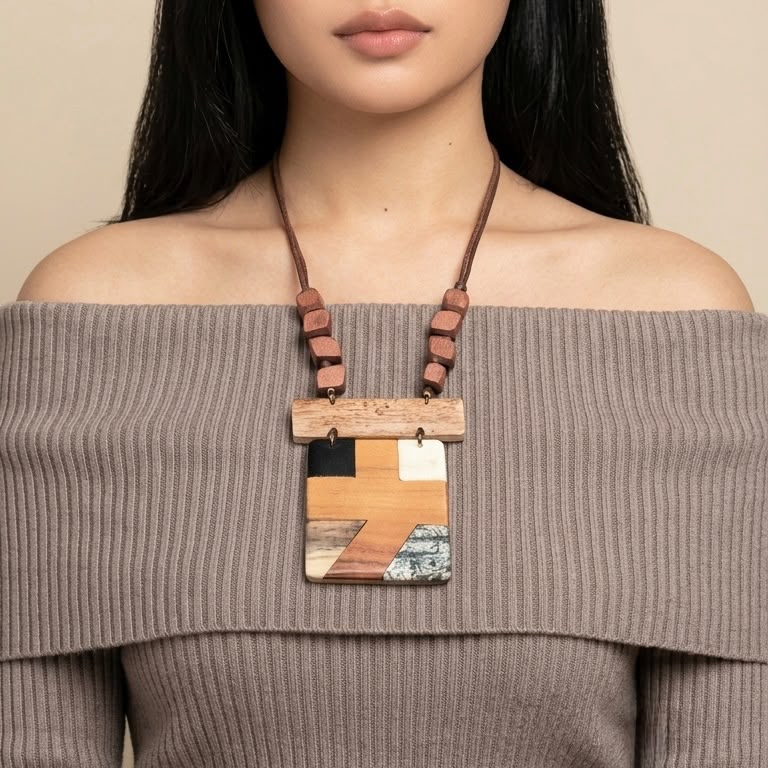 Mixed Media Pendant Necklace - Image 3