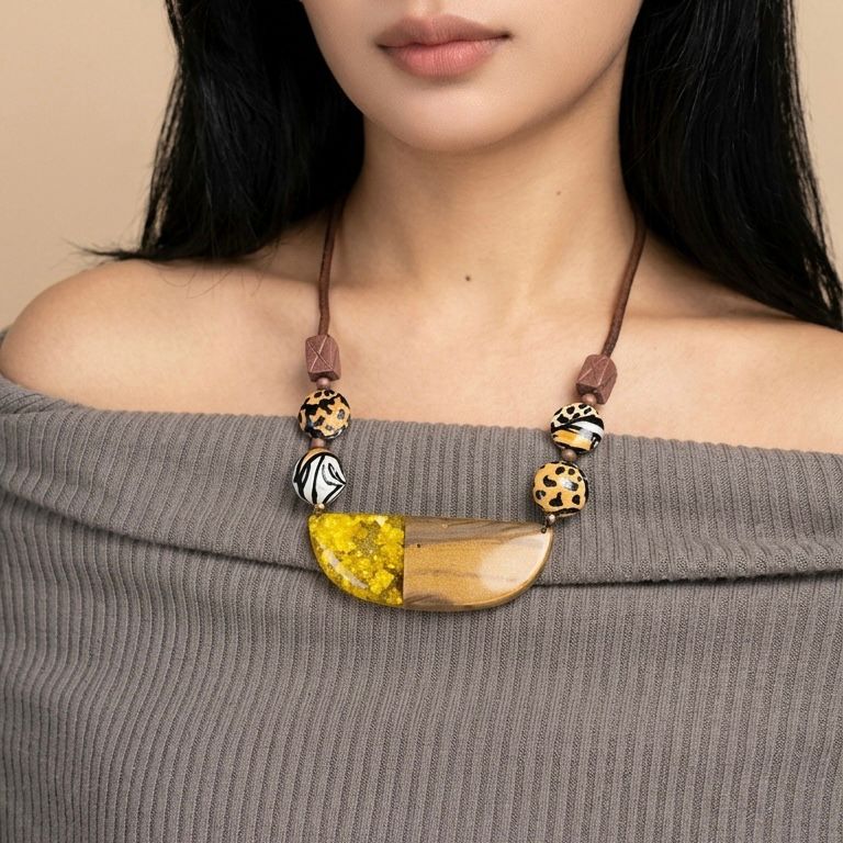Safari Bead Wood Necklace - Image 4