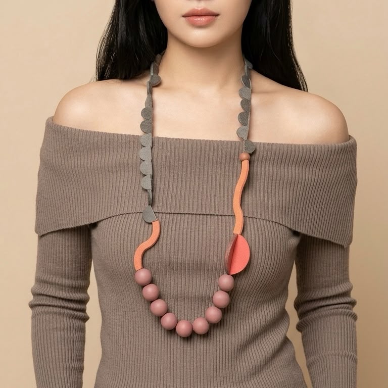 Berry Olive Wood Necklace - Image 5