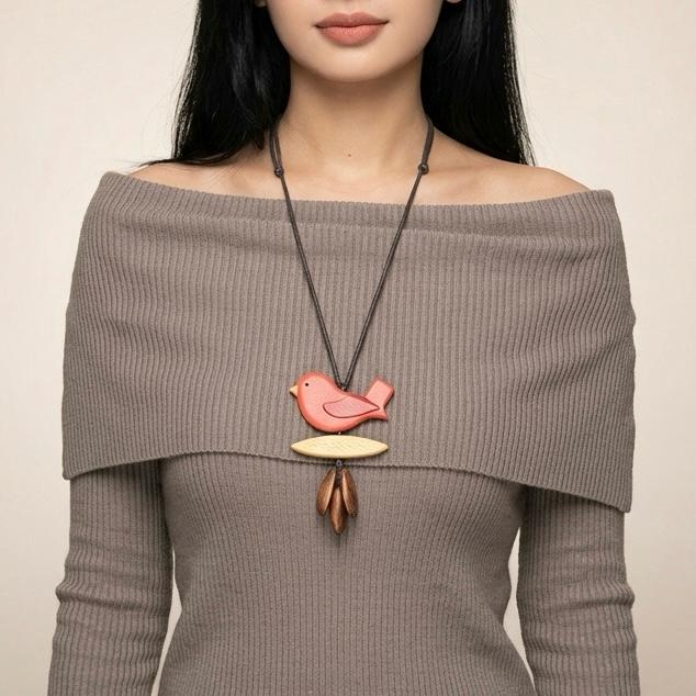 Red Bird Pendant Necklace - Image 5
