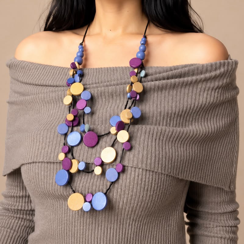 Pastel Disc Layer Necklace - Image 4