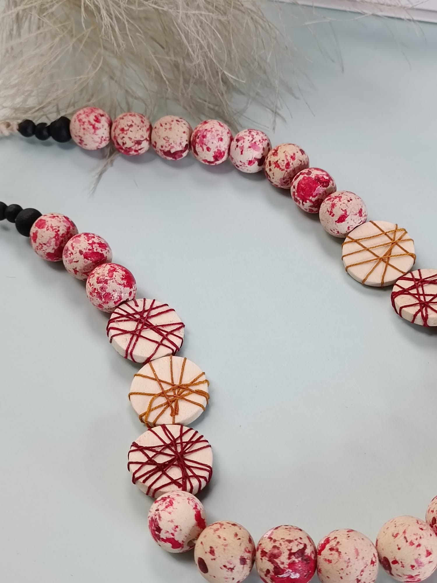 Red Speckled Bead Necklace - Image 4