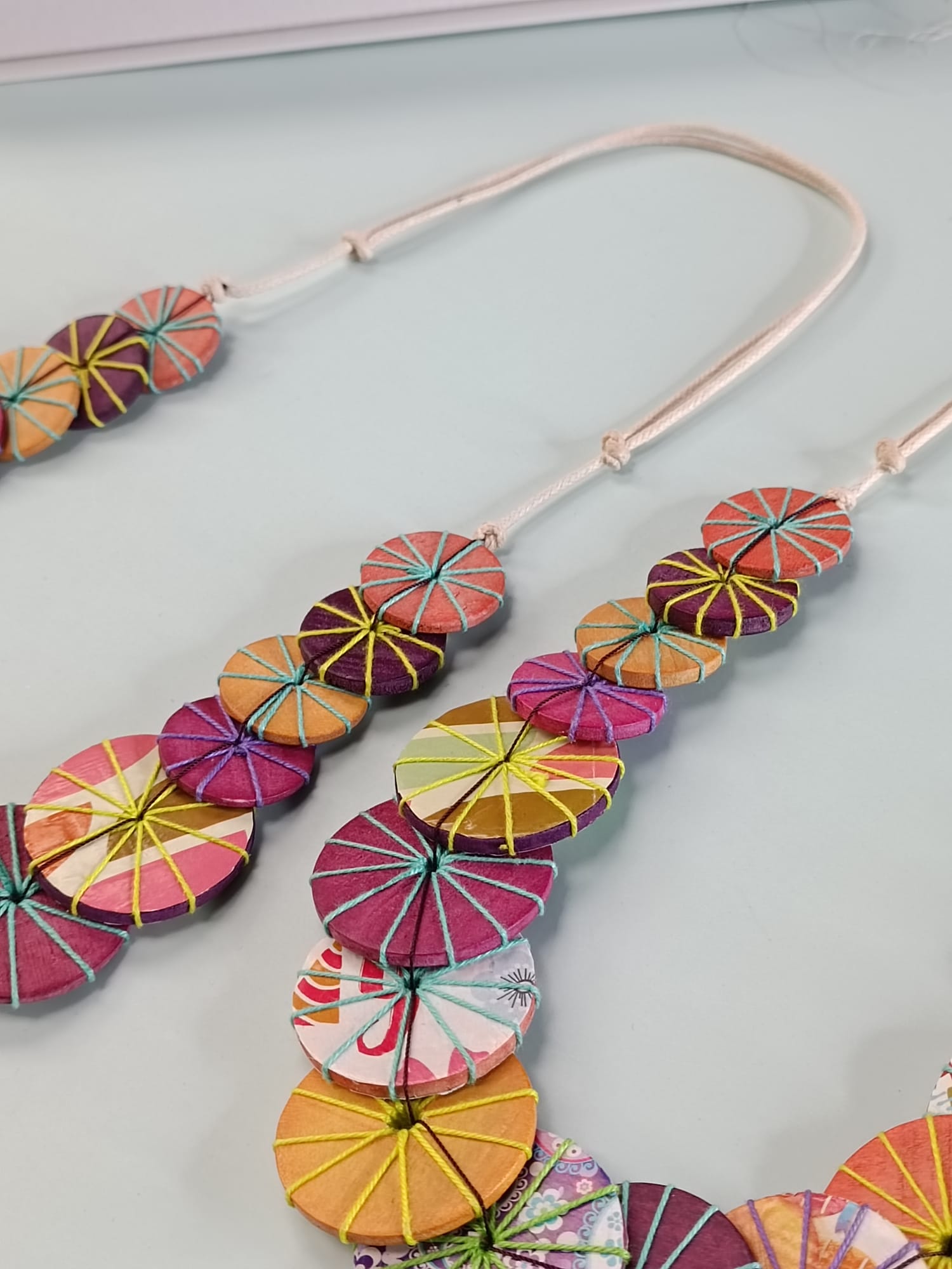 Multicolor Patchwork Disc Necklace - Image 5
