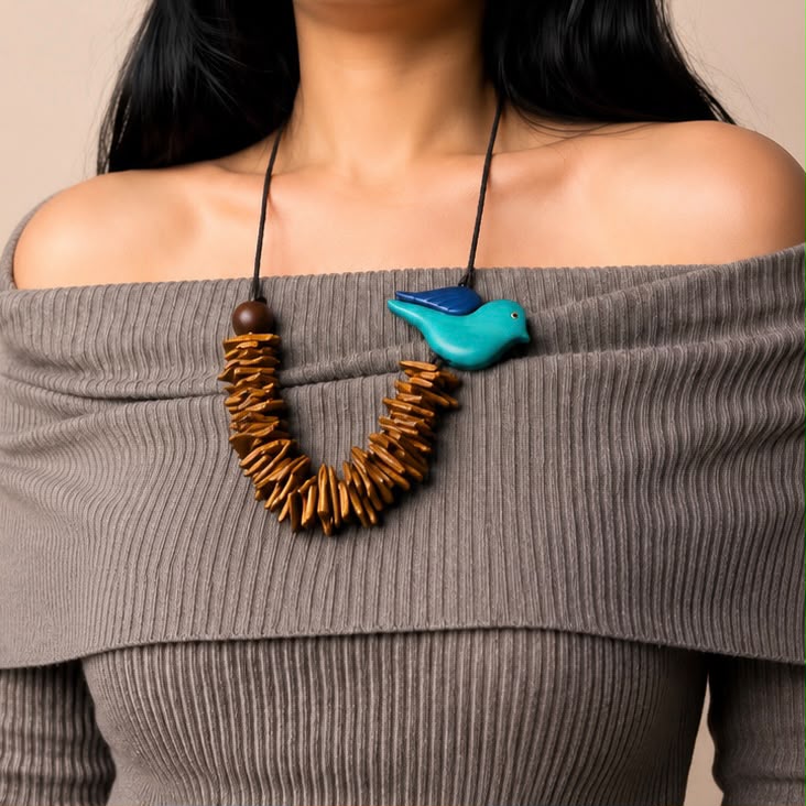Aqua Bird Chip Necklace - Image 5