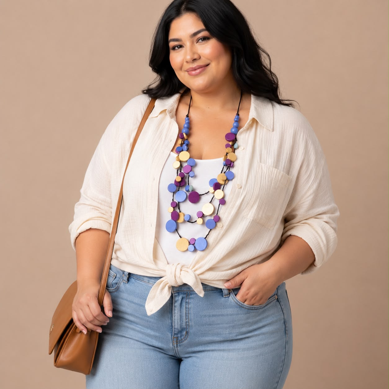 Pastel Disc Layer Necklace - Image 5