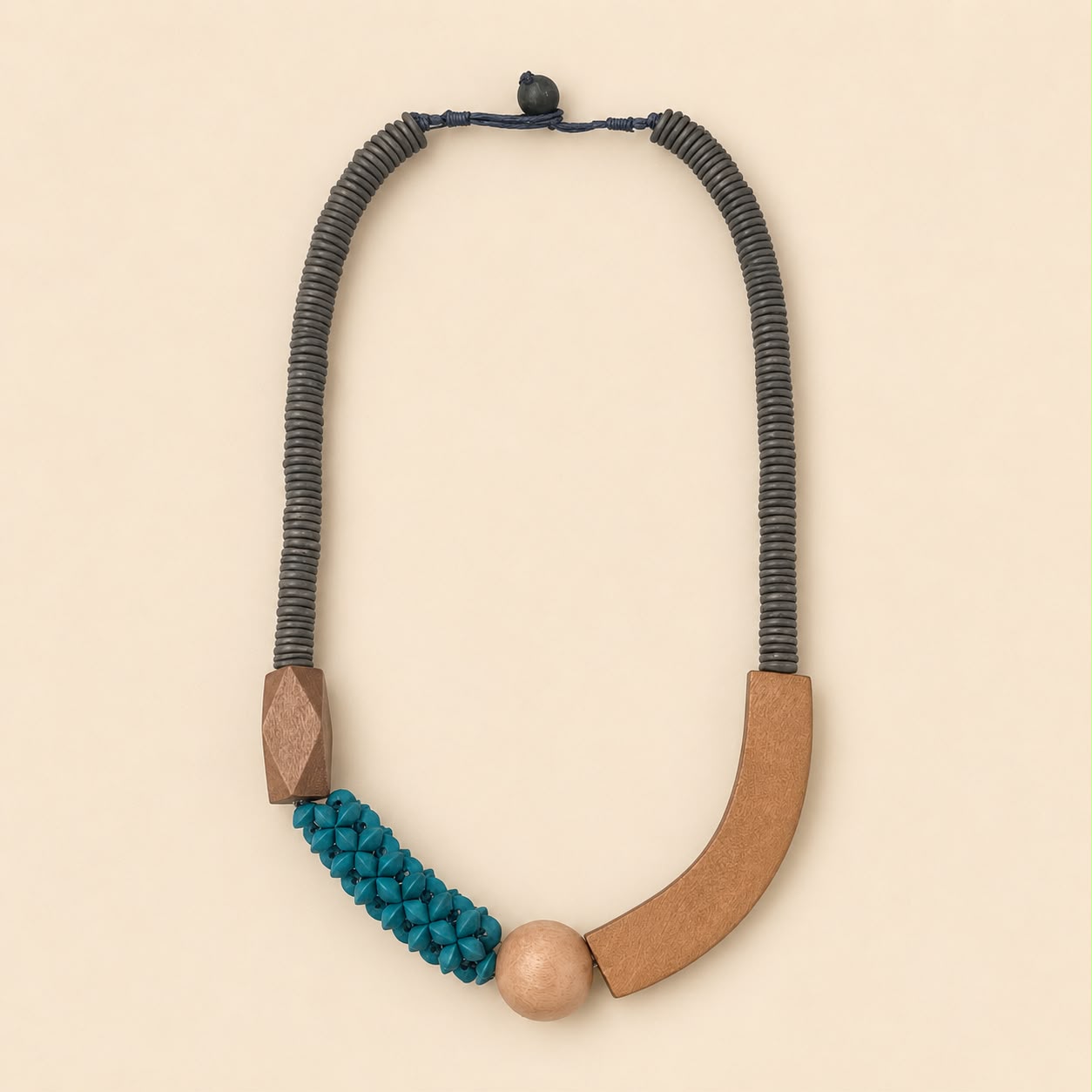 Mustard Teal Statement Necklace - Image 5