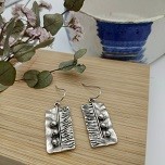 Silver Beaded Rectangle Earrings