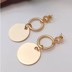 Gold Disc Link Earrings