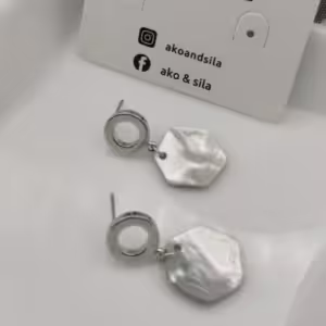 Silver Geometric Drop Earrings