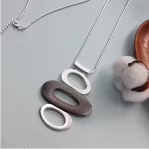 Black Silver Triple Loop Necklace