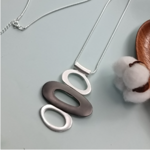 Black Silver Triple Loop Necklace