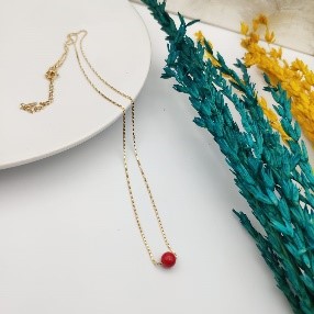 Red Bead Layered Necklace