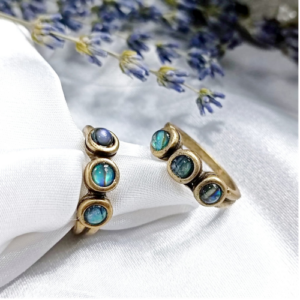 Gold Abalone Triple Stone Ring