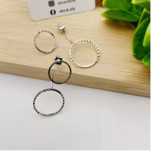 Silver Double Circle Earrings