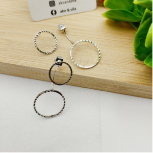Silver Double Circle Earrings