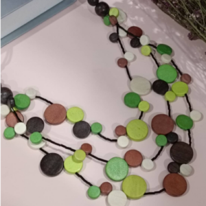 Green Brown Disc Layer Necklace
