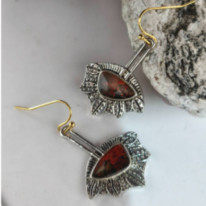 Rust Shield Stone Earrings