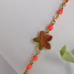 Orange Floral Charm Bracelet