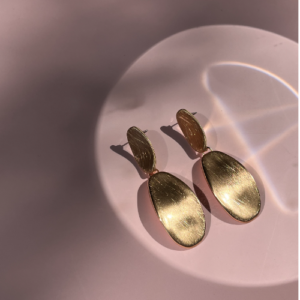 Gold Brushed Oval Earrings