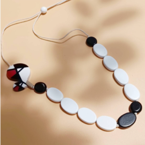 White Beaded Disc Necklace