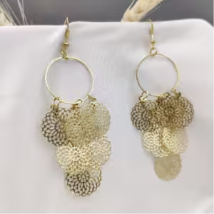 Gold Mesh Disc Cluster Earrings