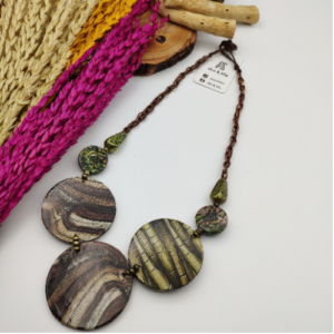Earth Tone Disc Wood Necklace